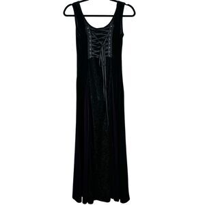 Vintage Y2K Cykxtees Gothic Velvet Maxi Dress Black Purple Velvet Whimsigoth Med